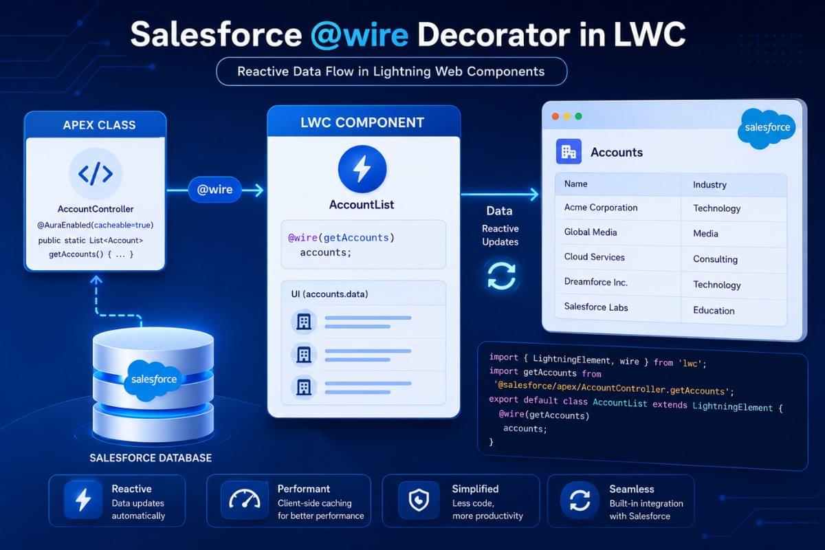 Lwc Salesforce @wire Decorator in LWC with Real Examples